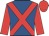 Royal blue, red cross sashes, red sleeves and cap