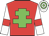 red, green cross of lorraine, white sleeves, red armlets, white cap, green hoops