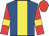 Royal blue, yellow stripe, red sleeves, yellow armlets, red cap
