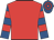 Red, royal blue and red hooped sleeves and cap