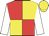 Red and yellow quartered, white sleeves, yellow cap