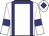 White, navy braces and collar, white sleeves, navy armbands, white cap, navy diamond