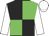 Black and green quartered, white sleeves and cap