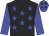 Black, blue stars, blue arms, blue cap, black stars