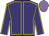 Purple body, yellow seams, purple arms, yellow seams, mauve cap