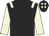 Black body, beige epaulettes, beige arms, black cap, beige spots