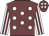 Garnet body, white spots, white arms, garnet striped, garnet cap, white spots