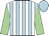 White, light blue stripes, light green sleeves, cap