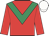 red, emerald green chevron, white cap