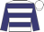 white, navy hoops, navy sleeves, white cap