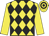 yellow, black diamonds, yellow sleeves, hooped cap