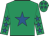 Emerald green, royal blue star, stars on sleeves and cap