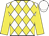 White, yellow diamonds, yellow sleeves, white cap