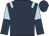 Dark blue, light blue epaulets, light blue and dark blue halved sleeves, dark blue cap