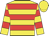 Yellow, red hoops, yellow cap