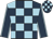 Dark blue & light blue check, light blue seams on sleeves, check cap