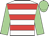 White & red hoops, light green sleeves & cap