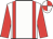 White, red braces and sleeves, quartered cap