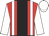  red,black stripe, white braces, white sleeves and cap