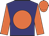 Navy blue, orange spot, sleeves and cap