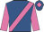 Royal blue, hot pink sash, hot pink sleeves, hot pink diamond on cap