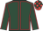 dark green, red seams, red and dark green checked cap