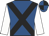 Royal blue, black cross sashes, white sleeves, royal blue and black quartered cap