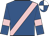 Royal blue, pink sash and armlets, royal blue and white quartered cap
