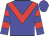 blue, red chevron, hooped sleeves, red spots on
