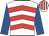 White, red chevrons, royal blue sleeves, white cap, red stripes