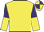 Yellow, purple and yellow halved sleeves, yellow and purple quartered cap
