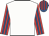 White, red and royal blue striped sleeves, royal blue and red striped cap