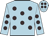 Light blue, brown spots