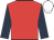 Red, dark blue sleeves, white cap