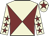 Beige and maroon diabolo, beige sleeves, maroon stars, beige cap, maroon star