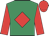Emerald green, red diamond, sleeves and cap