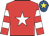 Red, white star, hooped sleeves, royal blue cap, yellow star