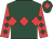 Dark green, red triple diamond, red sleeves, dark green diamonds, dark green cap, red diamond
