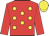 Red, yellow spots, red sleeves, yellow cap