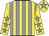 Yellow & grey stripes, grey stars on sleeves, grey star on cap