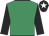 Emerald green, black sleeves, black cap, white star