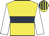 Yellow, dark blue hoop, white sleeves, yellow & dark blue striped cap