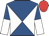 White & royal blue diabolo, halved sleeves, red cap