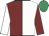 White & maroon halved, sleeves reversed, emerald green cap