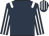 Dark blue, white epaulettes, striped sleeves & cap