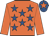 Orange, royal blue stars, orange sleeves, royal blue cap, orange star