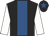 Black, royal blue panel, white sleeves, black cap, royal blue star