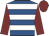 Royal blue, white hoops, maroon sleeves and cap