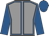 Grey, royal blue seams, sleeves and cap