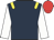 Dark blue, yellow epaulets, white sleeves, red cap